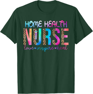 Home Health nurse love inspire heal watercolor T-Shirt - T-Shirt | Forest