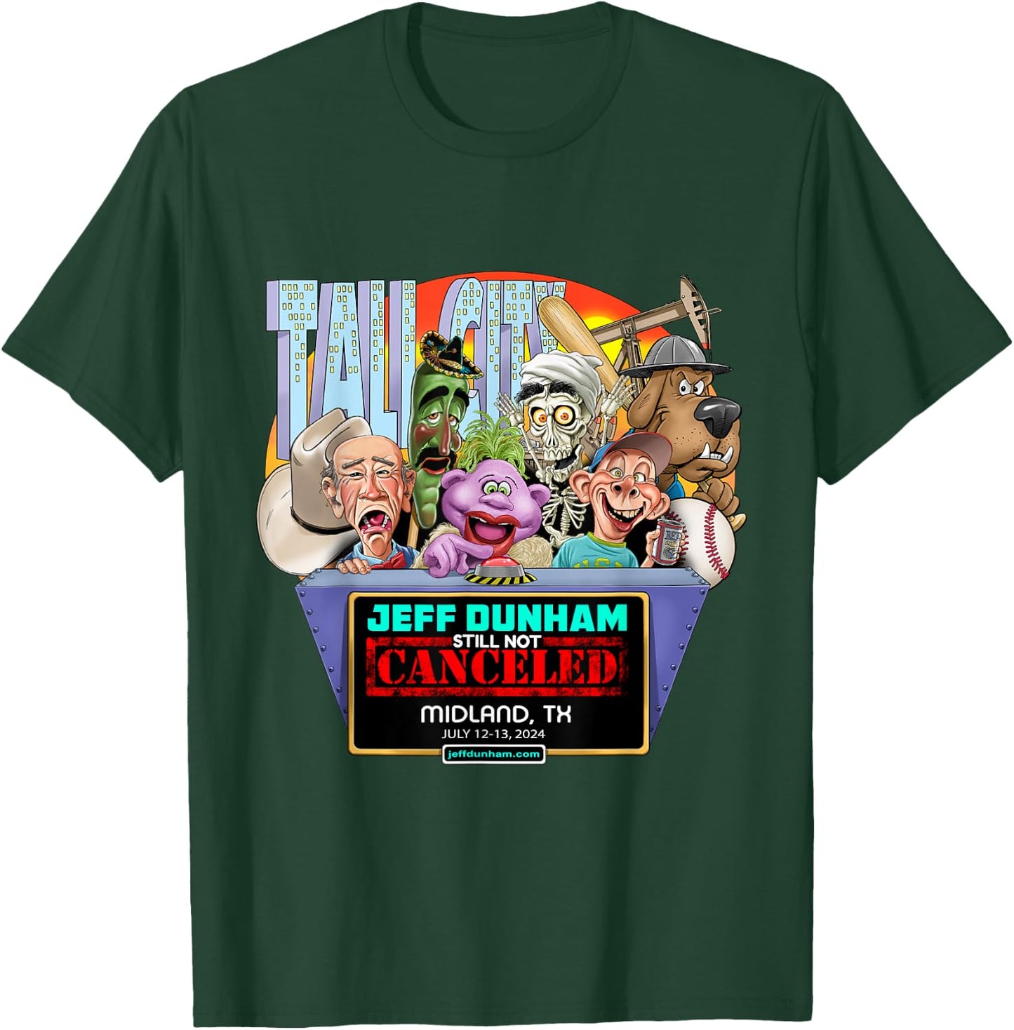 Jeff Dunham Midland, TX (2024) T-Shirt - T-Shirt | Forest