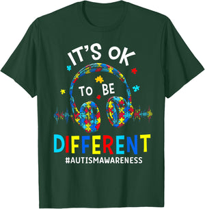 It's OK to be Different Cool Autism Awareness Gamer Men Kids T-Shirt - T-Shirt | Forest