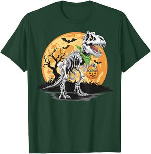 Halloween T rex Dinosaur Mummy Pumpkin For Boys Men Women T-Shirt - T-Shirt | Forest