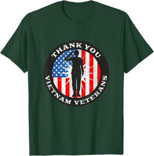 Vintage Patriotic US Flag Gift - Thank You Vietnam Veterans Kids Men T-Shirt - T-Shirt | Forest