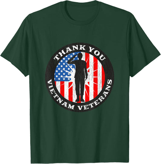 Vintage Patriotic US Flag Gift - Thank You Vietnam Veterans Kids Men T-Shirt - T-Shirt | Forest