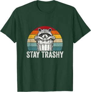 Stay Trashy Raccoon Lover Humor Retro Funny Racoon T-Shirt - T-Shirt | Forest