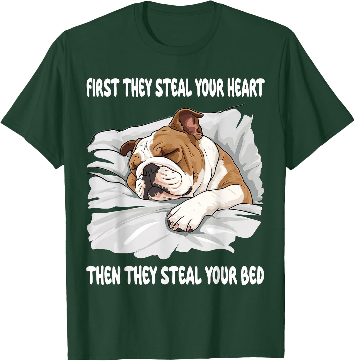 English Bulldog Sleeping Pajamas Nightgown T-Shirt - T-Shirt | Forest