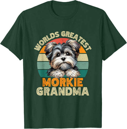 Worlds Greatest Morkie Dog Grandma Funny Retro Dogs Owner Women T-Shirt - T-Shirt | Forest
