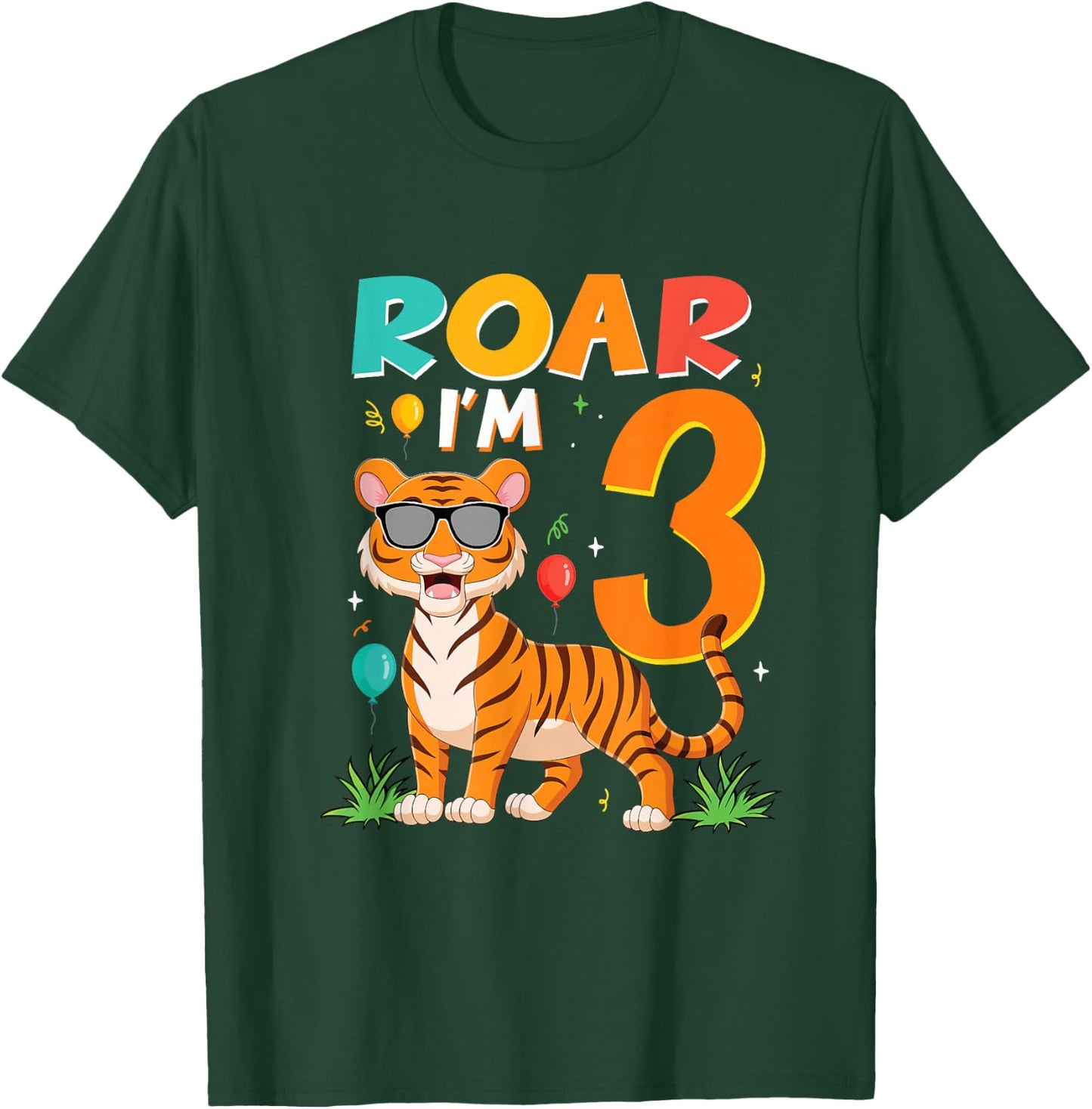 3rd Birthday ROAR I'M 3 Year Old Tiger Safari Jungle T-Shirt - T-Shirt | Forest