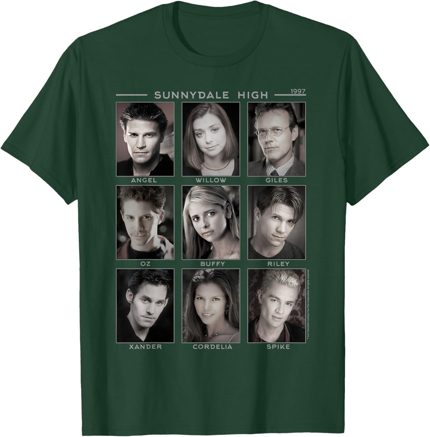 Buffy The Vampire Slayer Retro Characters Big Chest Panels T-Shirt - T-Shirt | Forest