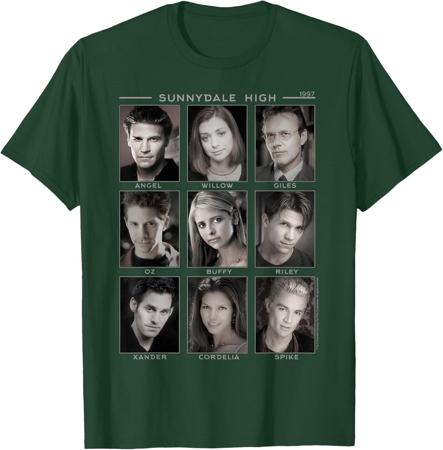 Buffy The Vampire Slayer Retro Characters Big Chest Panels T-Shirt - T-Shirt | Forest