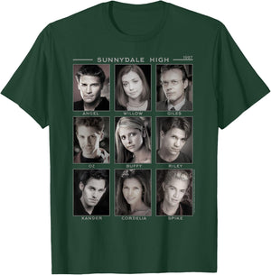 Buffy The Vampire Slayer Retro Characters Big Chest Panels T-Shirt - T-Shirt | Forest