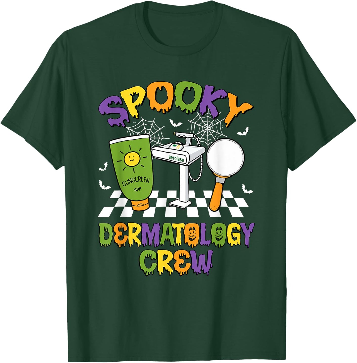 Retro Groovy Spooky Dermatology Crew Dermatologist Halloween T-Shirt - T-Shirt | Forest
