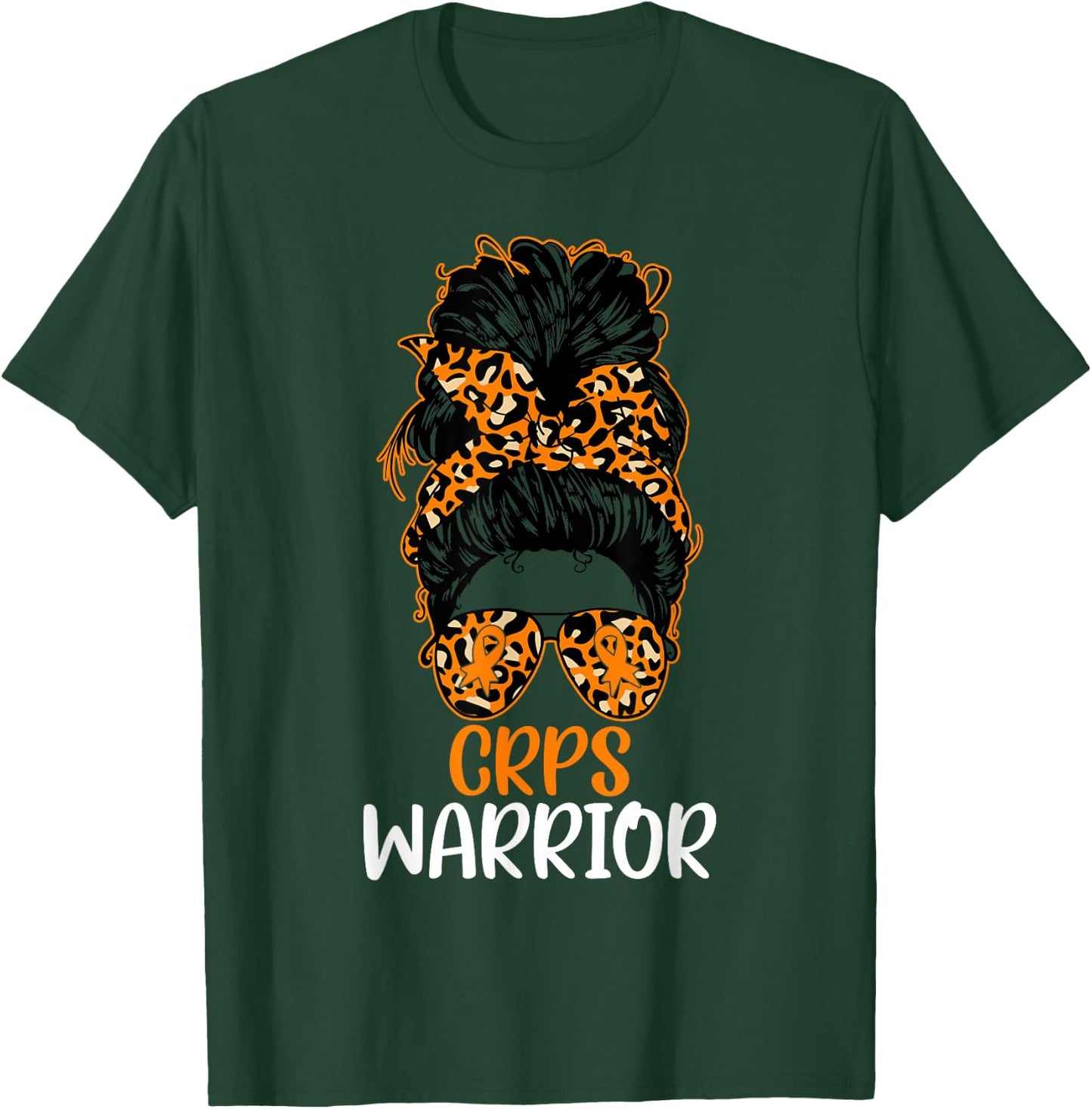 CRPS Awareness Messy Bun CRPS Warrior T-Shirt - T-Shirt | Forest