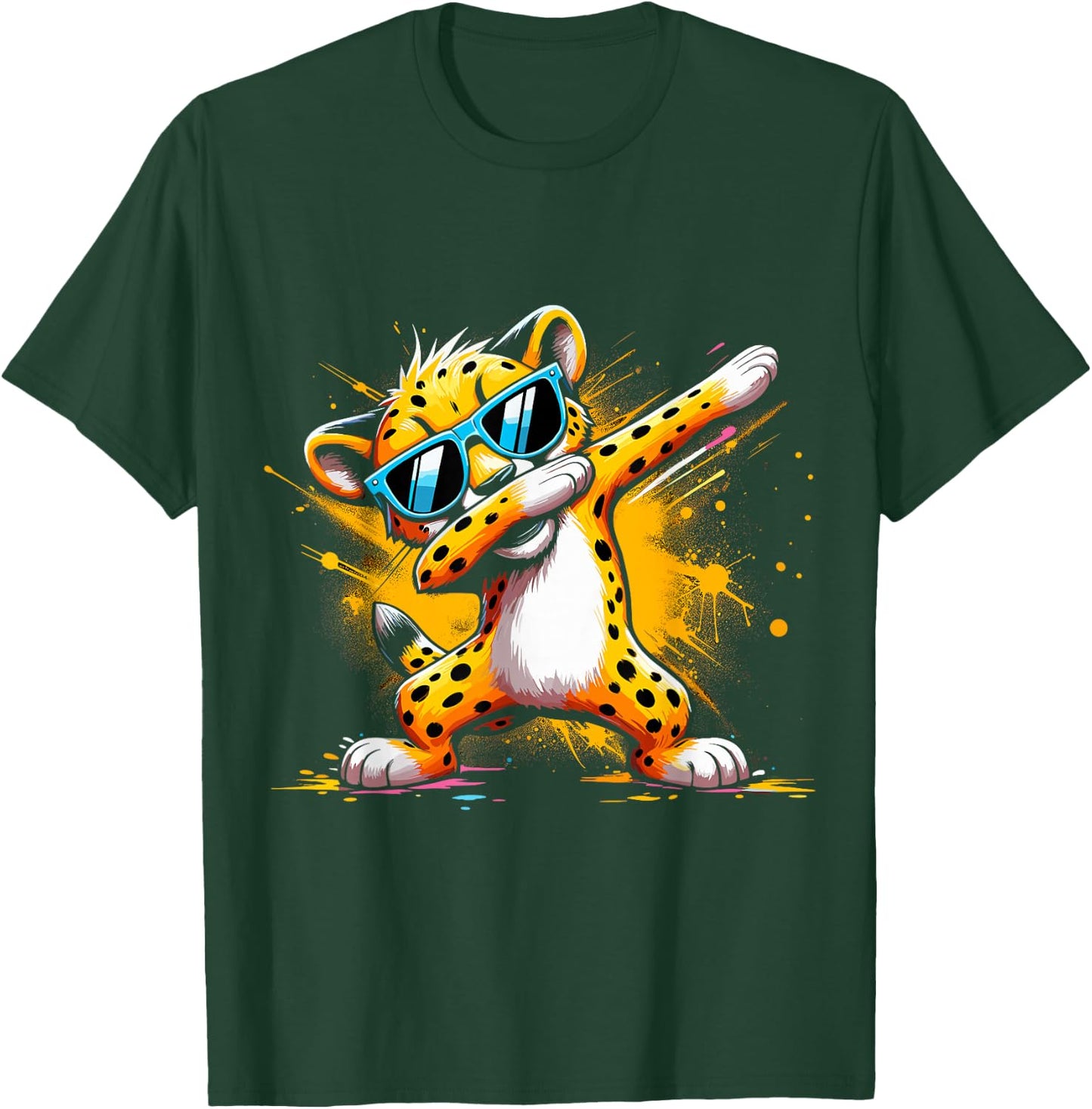 Dabbing Cheetah Sunglasses Cheetah Animal Colorful T-Shirt - T-Shirt | Forest