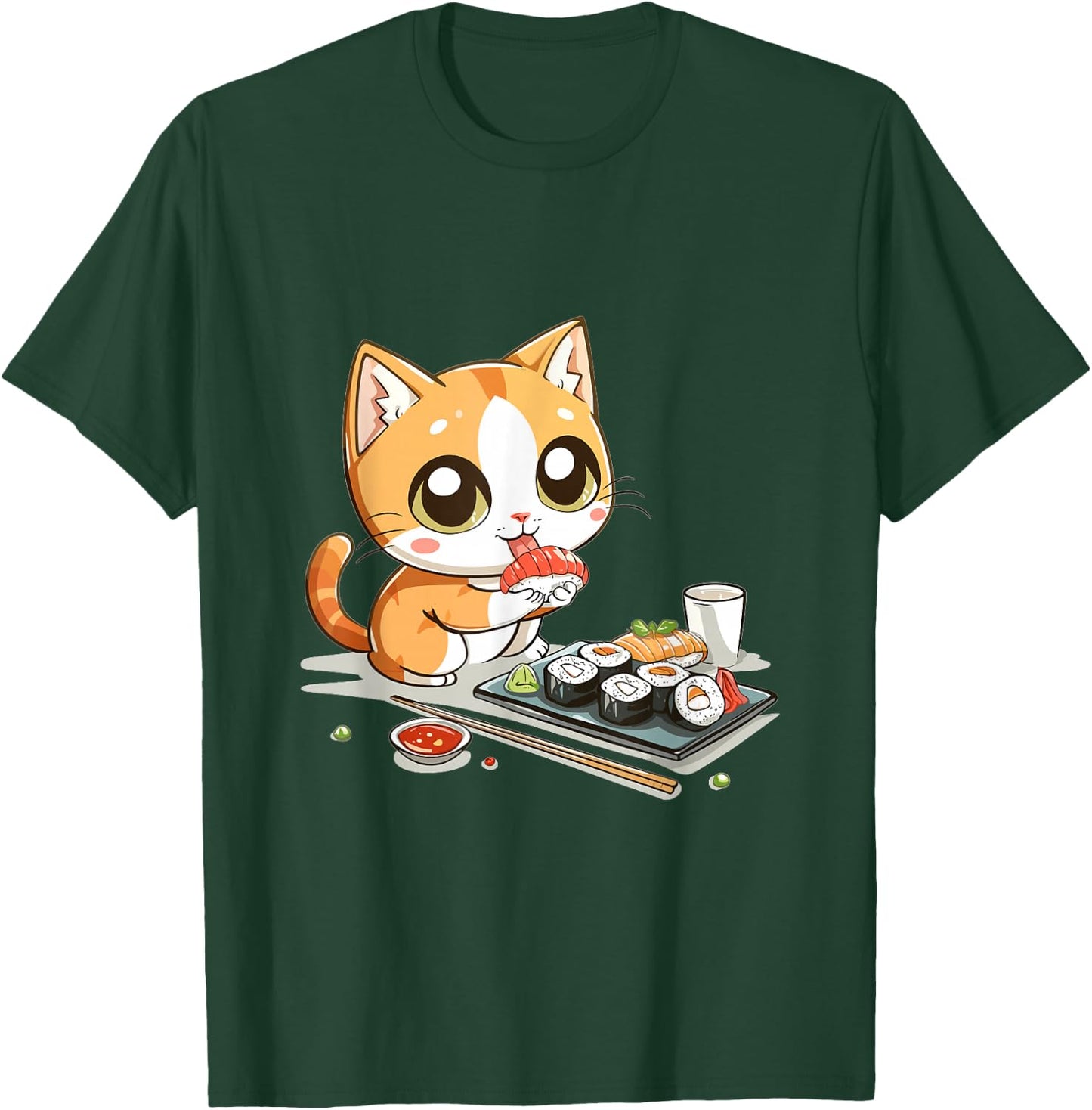 Cats and Sushi Japanese Food Kitten Kawaii Anime T-Shirt - T-Shirt | Forest