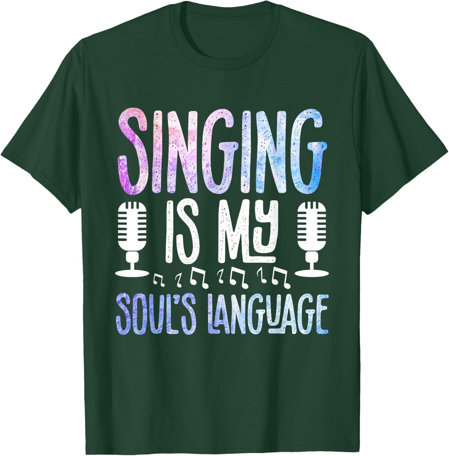 Music Notes Singer Performance Microphone T-Shirt - T-Shirt | Forest