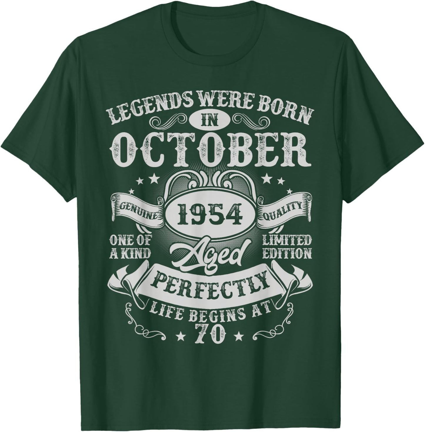 Legends Were Born in October 1954 Vintage 70th Birthday Men T-Shirt - T-Shirt | Forest