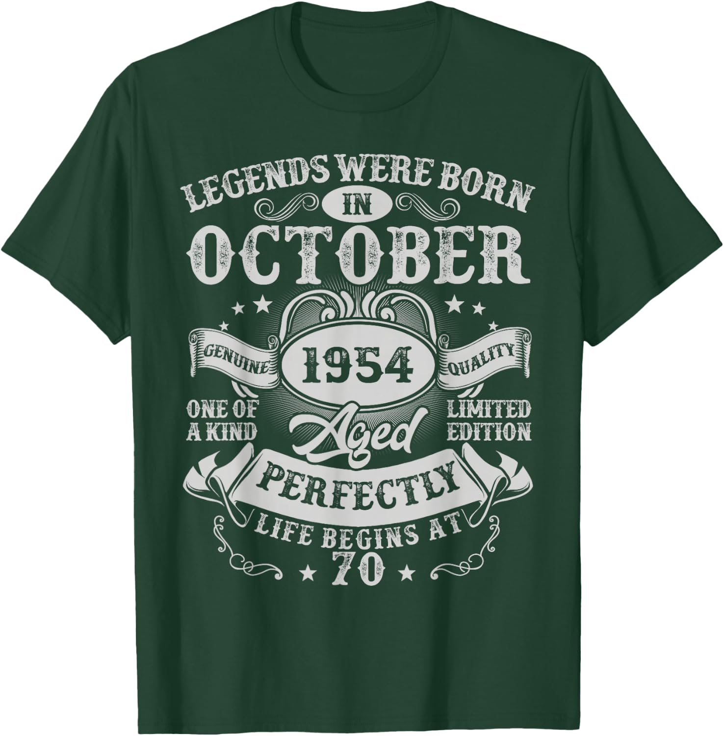 Legends Were Born in October 1954 Vintage 70th Birthday Men T-Shirt - T-Shirt | Forest