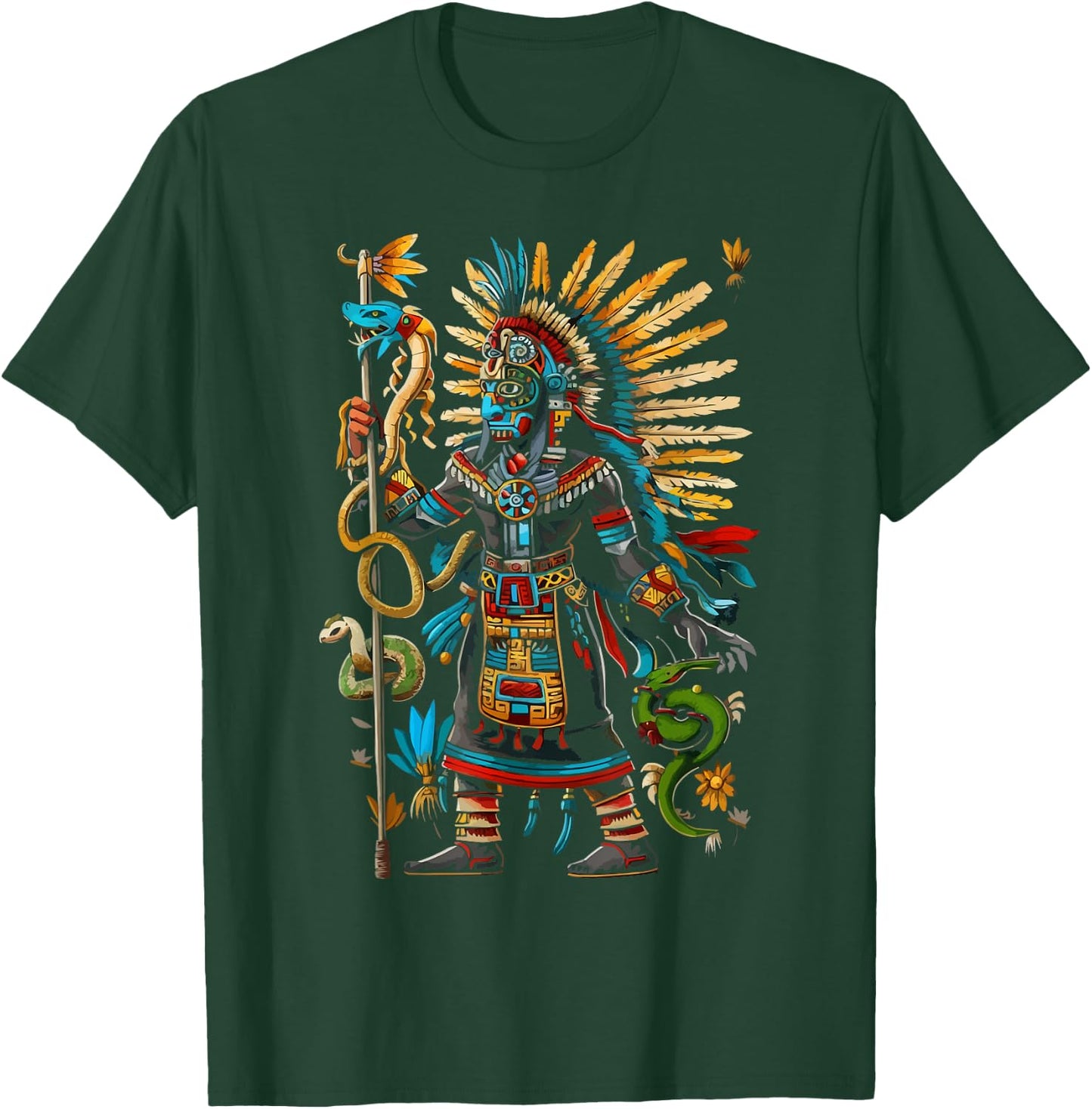 Aztec God Aztec Culture Mayan Indigenous Tlaloc Statue T-Shirt - T-Shirt | Forest