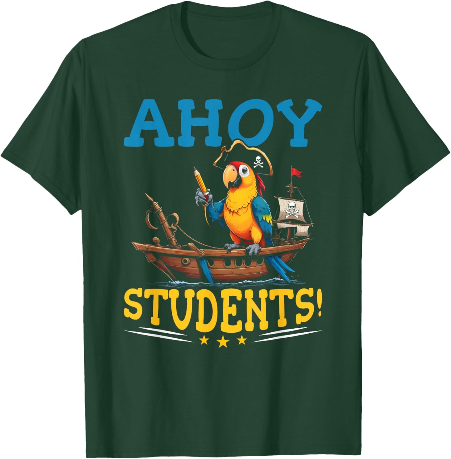 Pirate Teacher School Funny Ahoy Students Pirate Teacher T-Shirt - T-Shirt | Forest