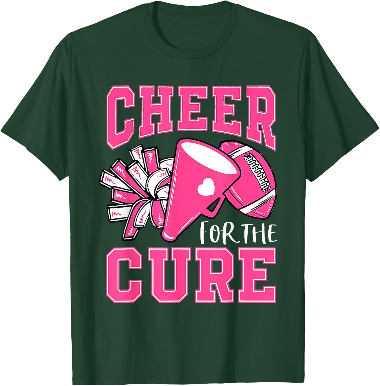 Cheer For Cure Breast Cancer Awareness Cheerleader T-Shirt - T-Shirt | Forest