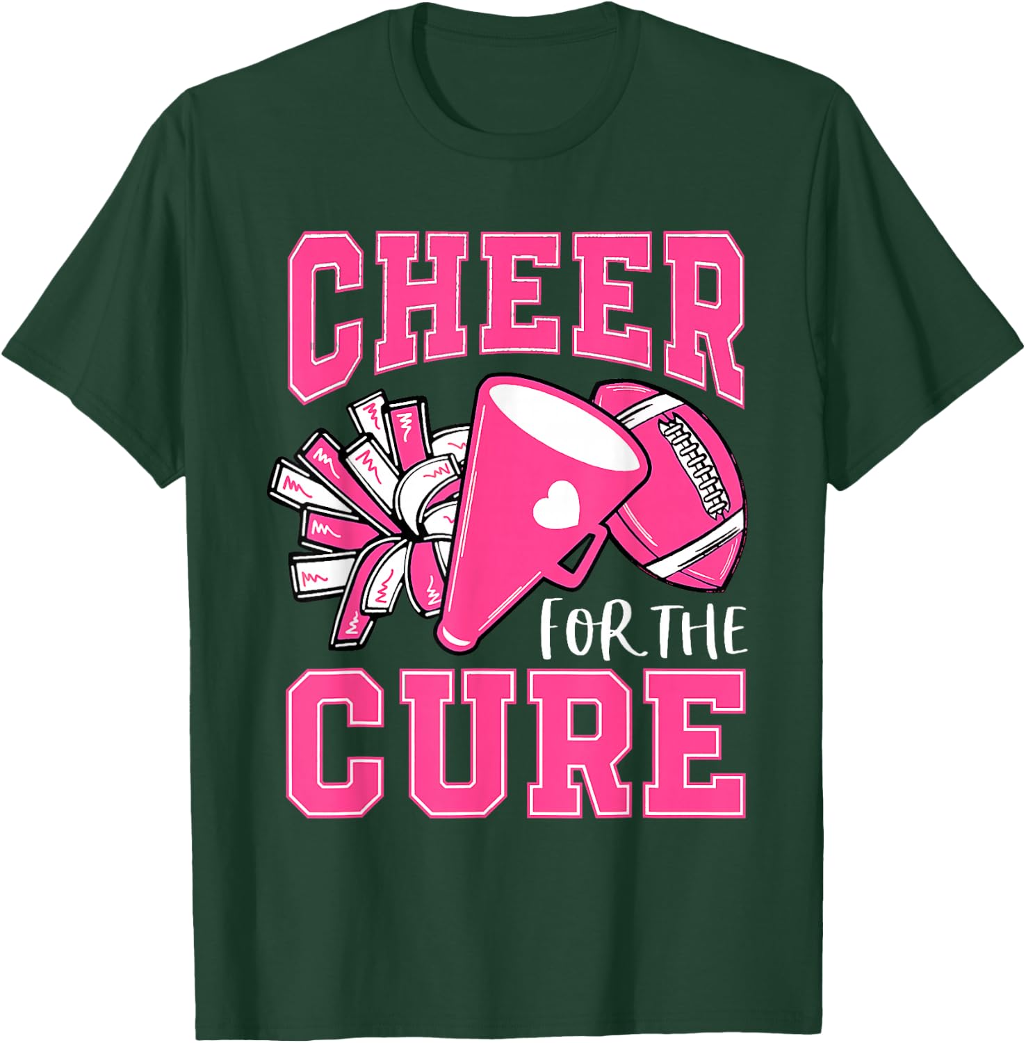 Cheer For Cure Breast Cancer Awareness Cheerleader T-Shirt - T-Shirt | Forest