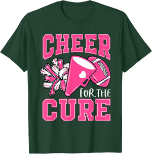Cheer For Cure Breast Cancer Awareness Cheerleader T-Shirt - T-Shirt | Forest