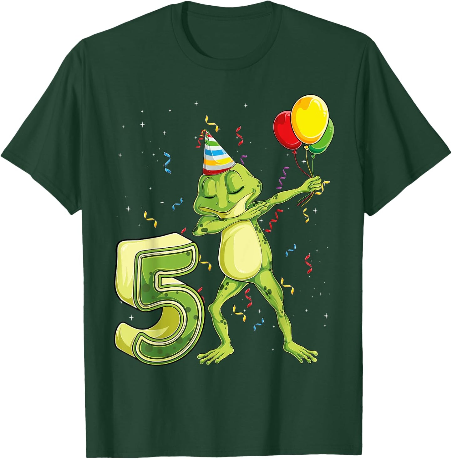 Funny Dab Frog Fifth 5th Birthday Five 5 Years Old Bday Kids T-Shirt - T-Shirt | Forest