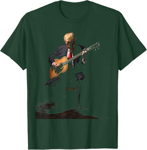 Acoustic Guitar Player Six String Classic Rock & Roll Trump T-Shirt - T-Shirt | Forest