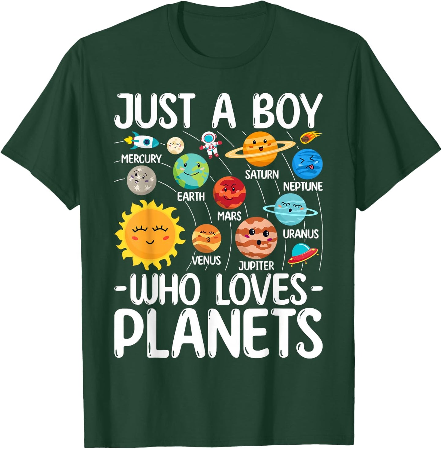 Just A Boy Who Loves Planets Solar Star System Science Space T-Shirt - T-Shirt | Forest