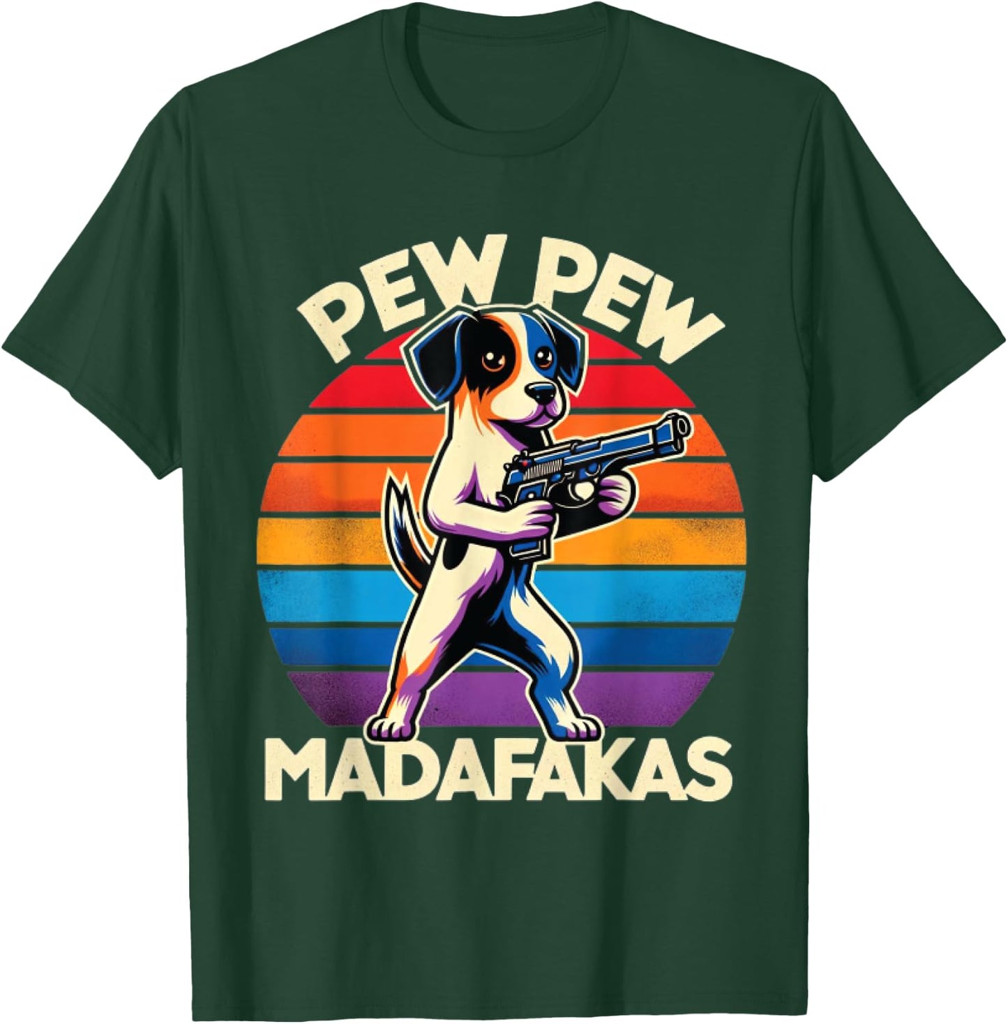Pew Madafakas Pew Guns Funny Dog Retro Vintage , Small, Black T-Shirt - T-Shirt | Forest