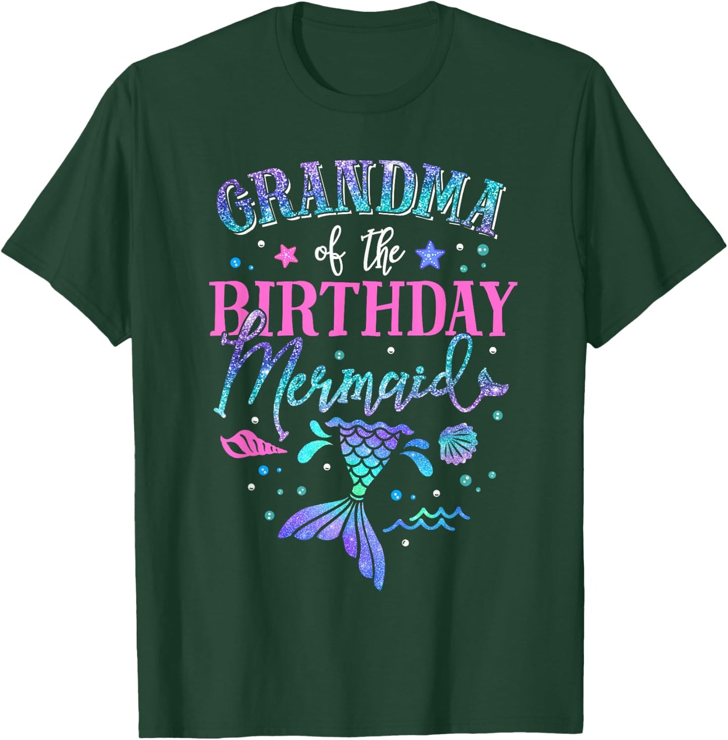 Grandma Of The Birthday Mermaid Party Matching Family T-Shirt - T-Shirt | Forest
