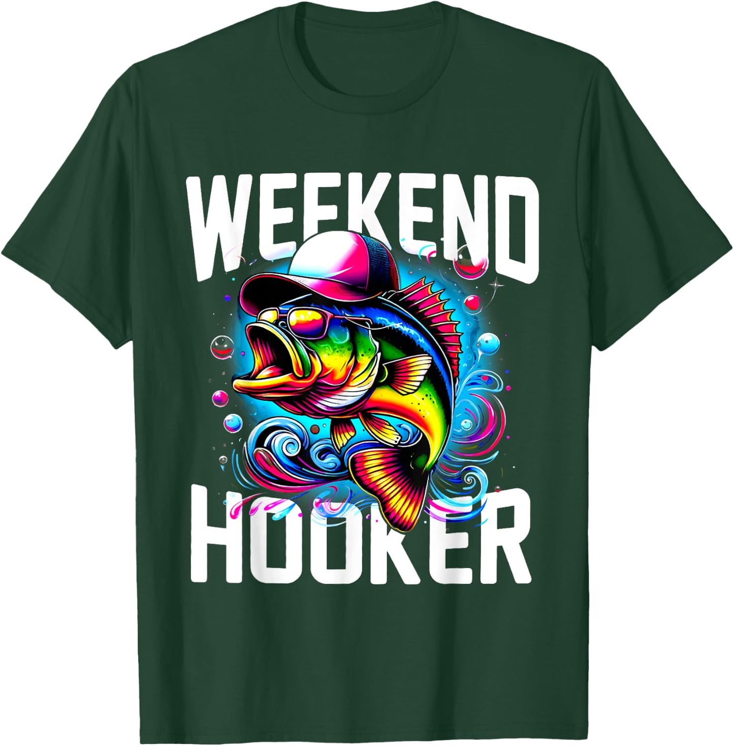 Weekend Hooker Tie Dye Fish Funny Dad Fishing T-Shirt - T-Shirt | Forest
