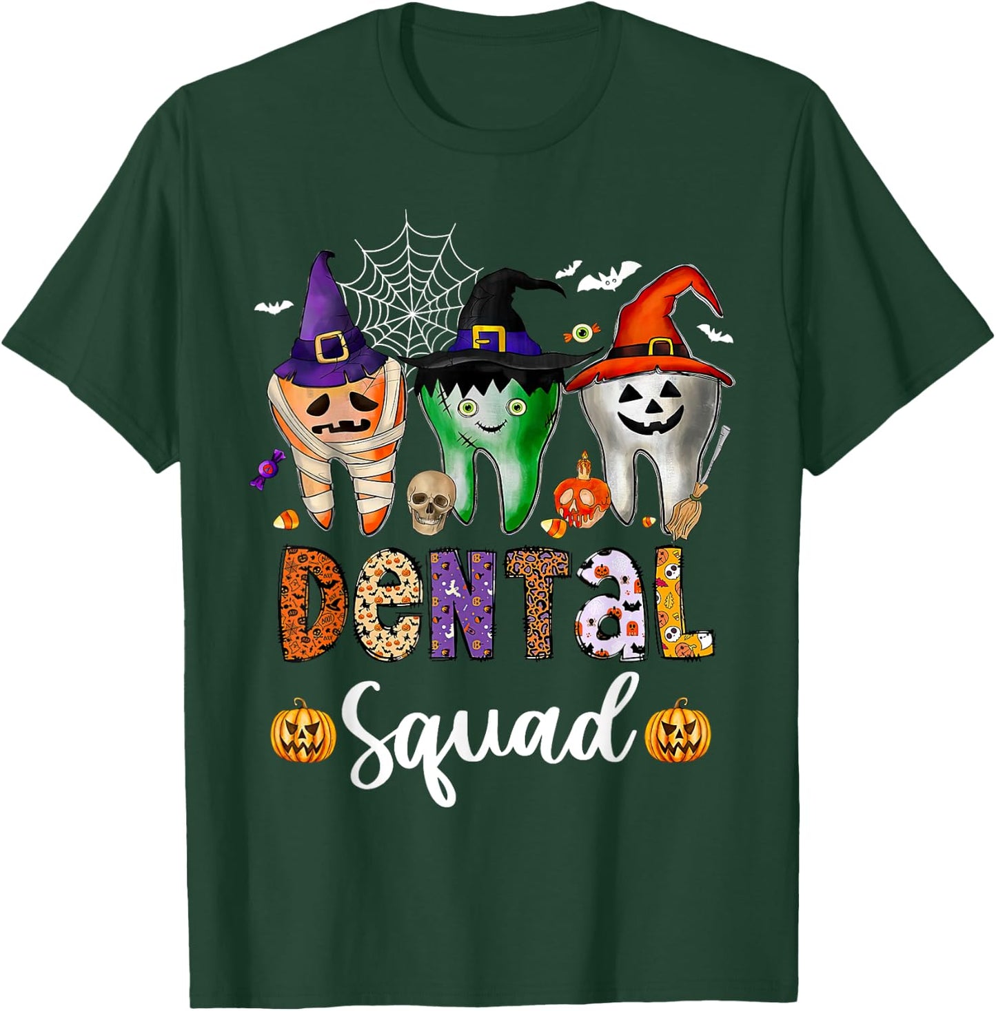 Dental Squad Spooky Teeth Dentist Trick Or Teeth Halloween T-Shirt - T-Shirt | Forest