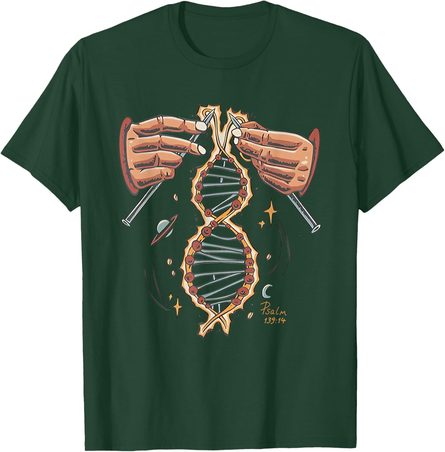 Hands Knitting God Handmade Dna Psalm 139 13 Bible T-Shirt - T-Shirt | Forest