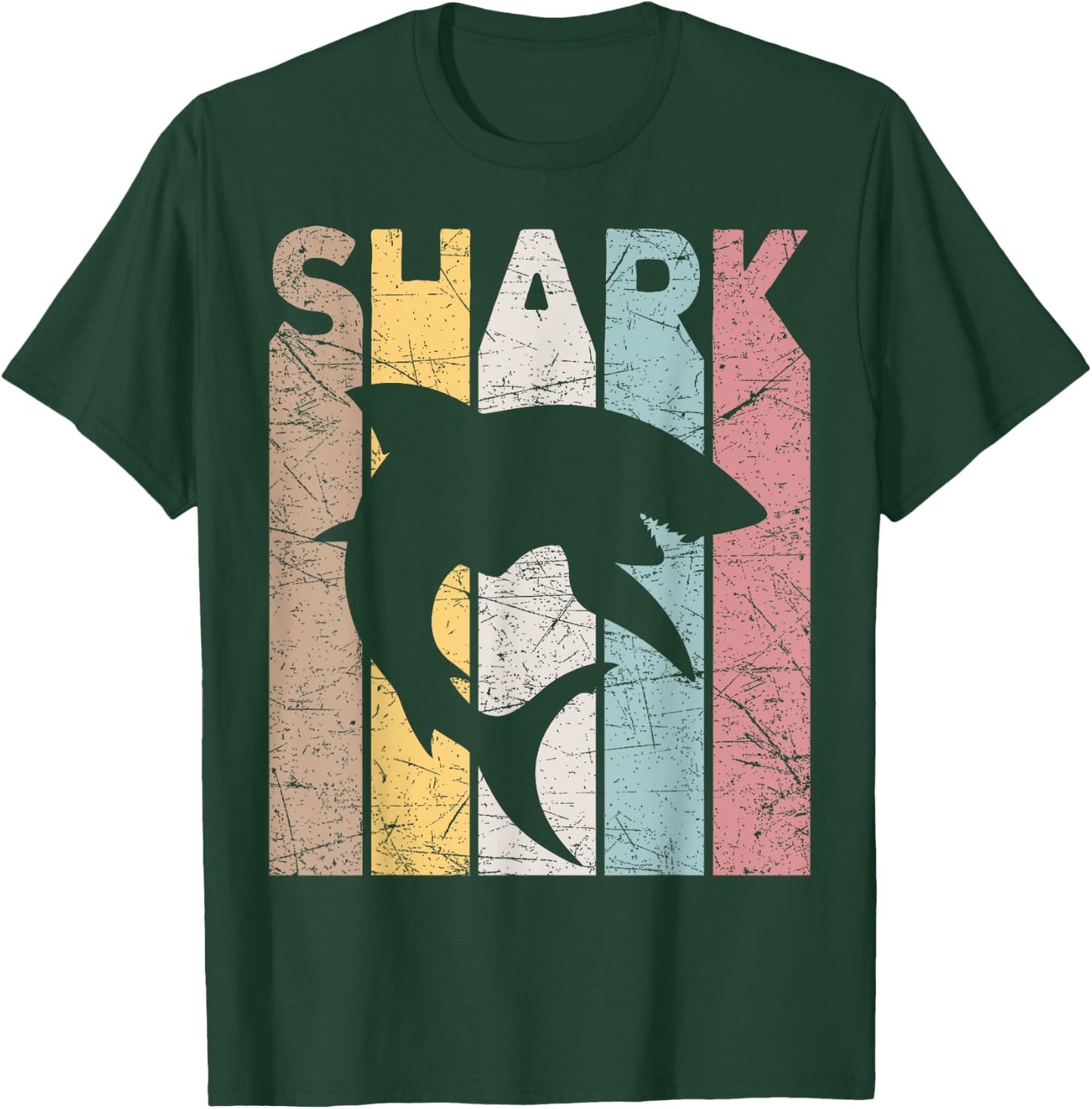 Shark Vintage Marine Animal Shark Lover Retro Oceanography T-Shirt - T-Shirt | Forest