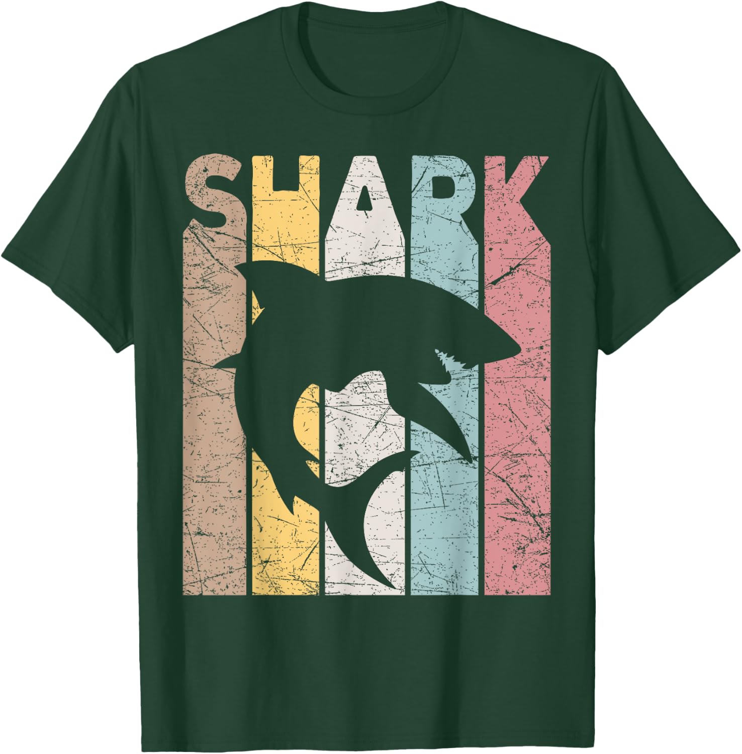 Shark Vintage Marine Animal Shark Lover Retro Oceanography T-Shirt - T-Shirt | Forest