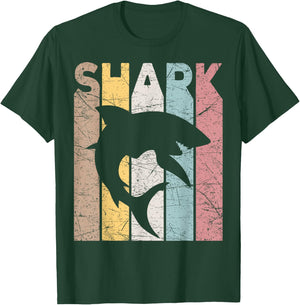 Shark Vintage Marine Animal Shark Lover Retro Oceanography T-Shirt - T-Shirt | Forest