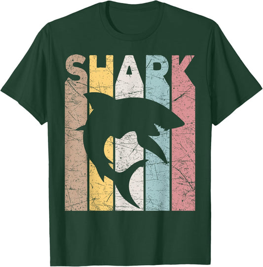 Shark Vintage Marine Animal Shark Lover Retro Oceanography T-Shirt - T-Shirt | Forest