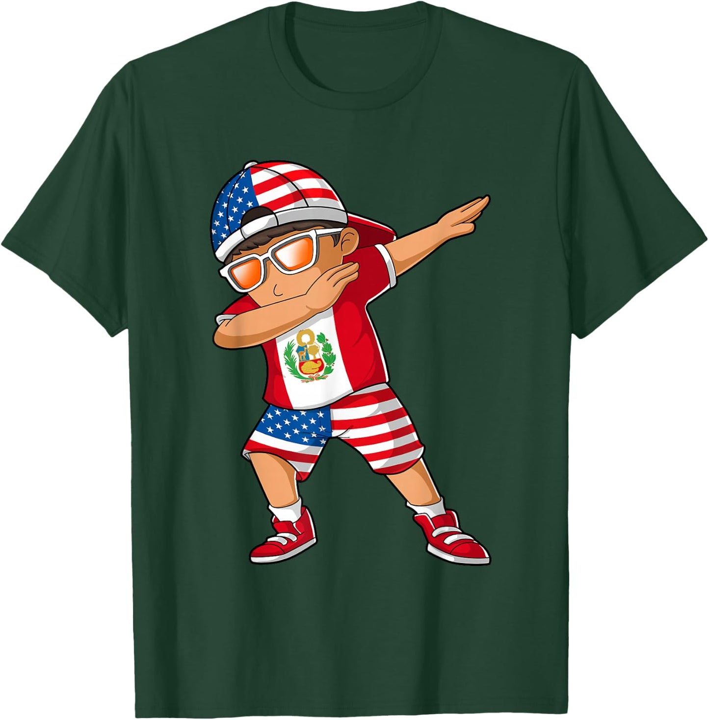 Half American Half Peruvian Boy Kid Peru Flag Patriotic T-Shirt - T-Shirt | Forest