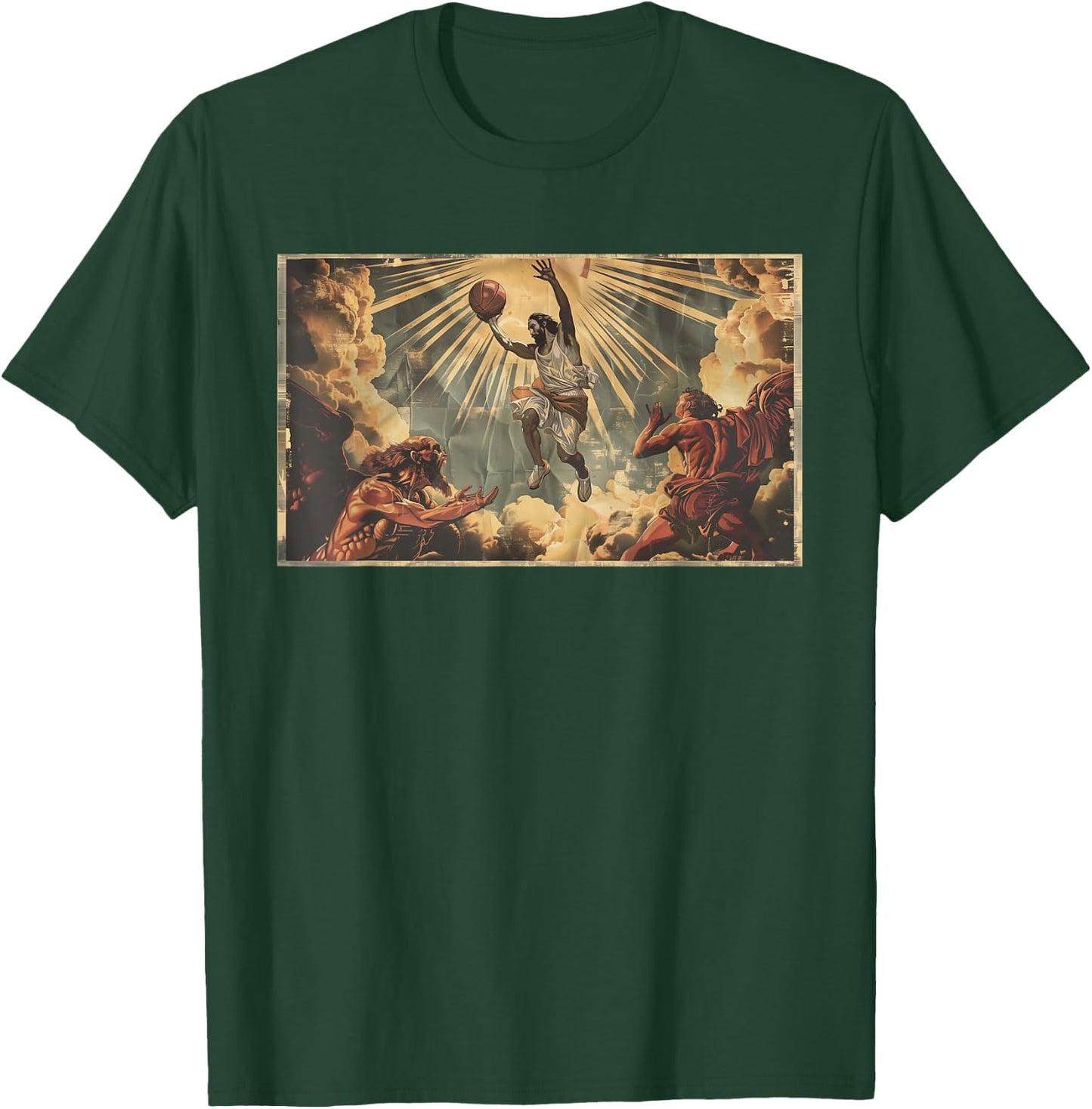 Funny Jesus Dunking Over The Devil Christian T-Shirt - T-Shirt | Forest