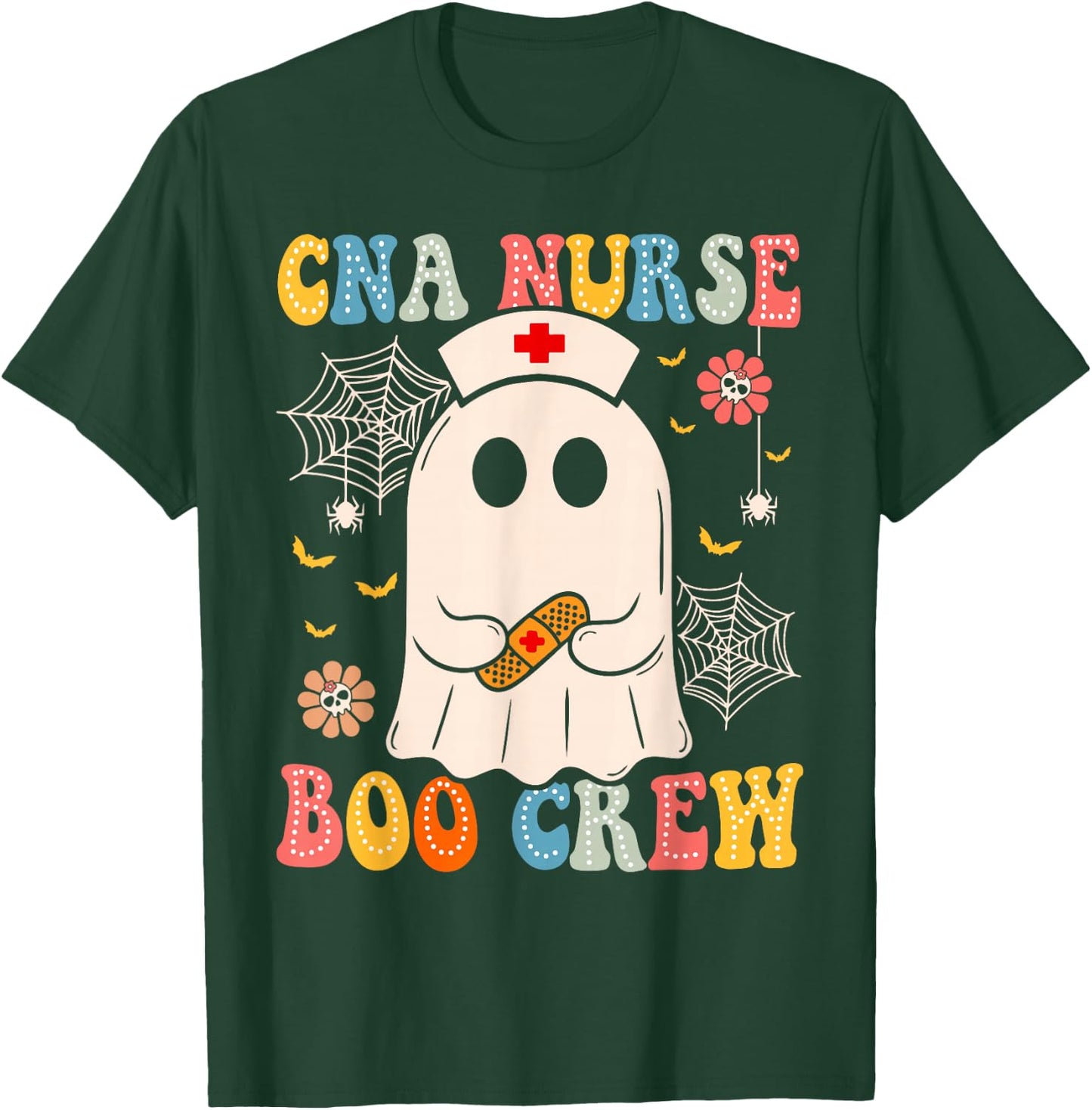 Groovy CNA Nurse Boo Crew Nurse Funny Ghost Halloween Nurse T-Shirt - T-Shirt | Forest