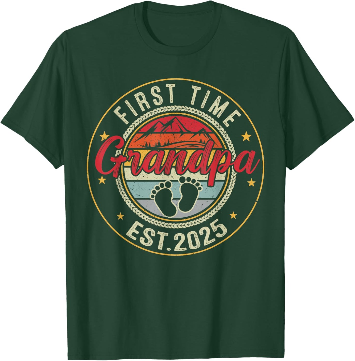 First time grandpa 2025 for grandfather to be T-Shirt - T-Shirt | Forest