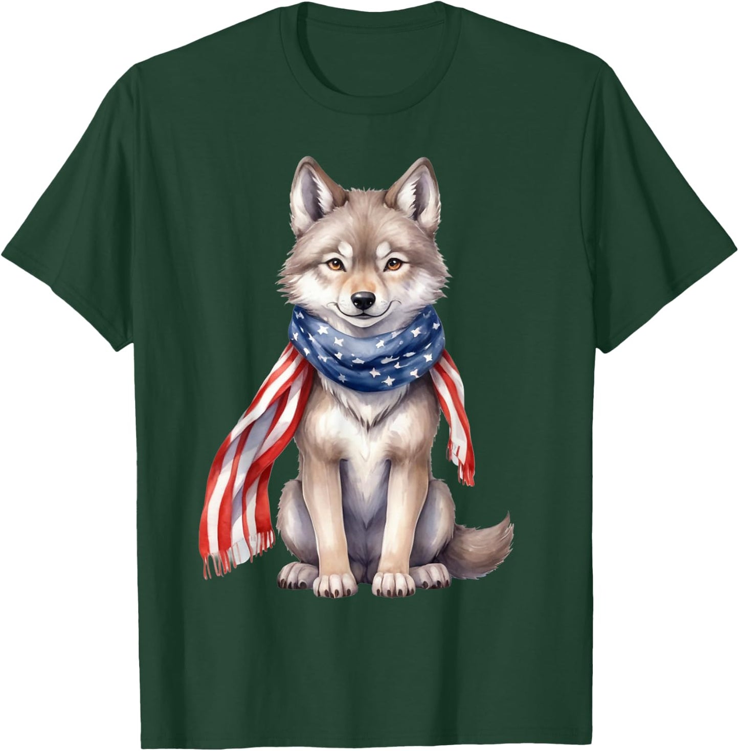 Wolf 4th of July American Flag Wolf Animal Patriotic Kids Men T-Shirt - T-Shirt | Forest