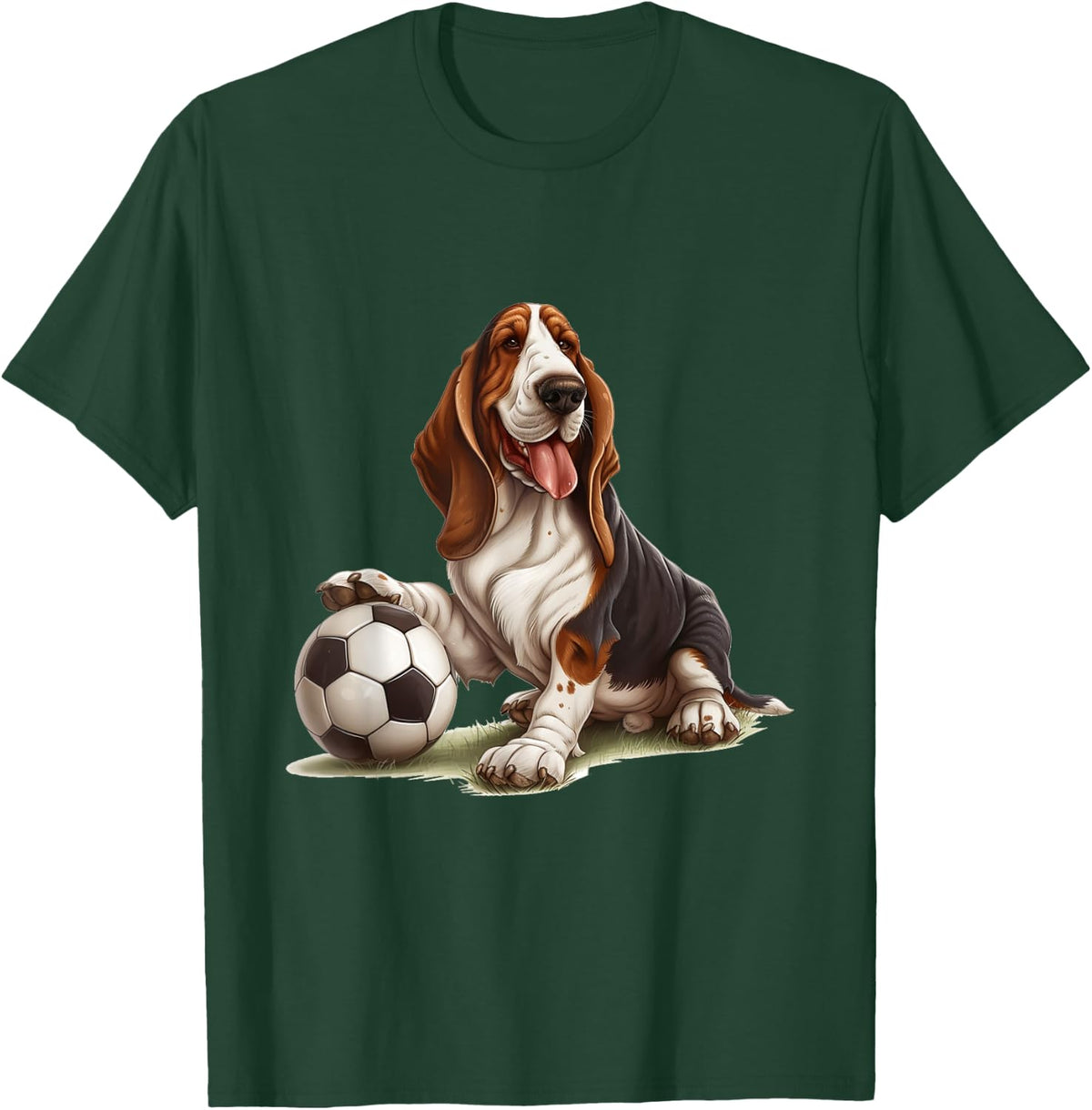 Basset Hound Dog Soccer Ball Sports Team Animal Women Kids T-Shirt - T-Shirt | Forest
