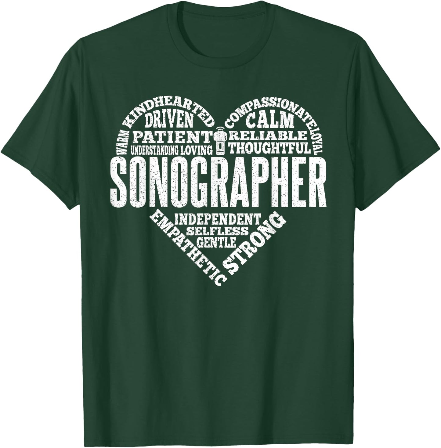 Sonographer Heart Sonography Ultrasound Technician T-Shirt - T-Shirt | Forest