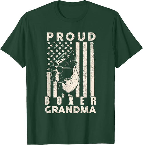 Proud Boxer Dog Grandma American Flag Patriotic Dog Lover Women Kids Men