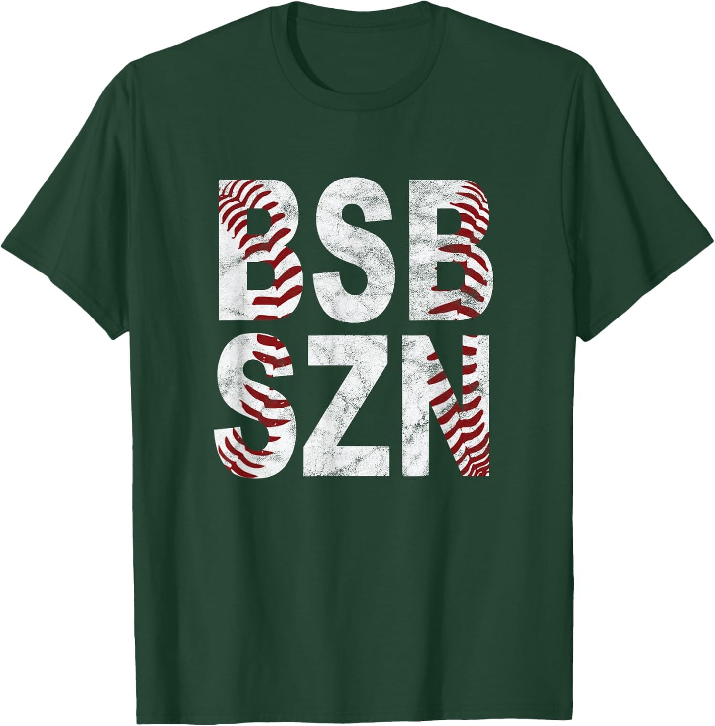 BSB SZN Baseball Season Distressed T-Shirt - T-Shirt | Forest