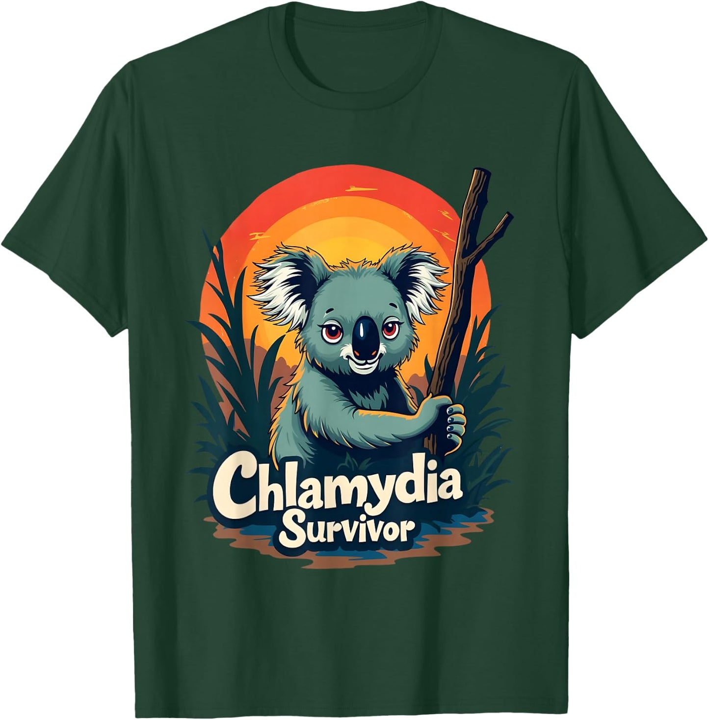 Chlamydia Survivor Funny Adult Joke Retro Vintage Koala Men T-Shirt - T-Shirt | Forest