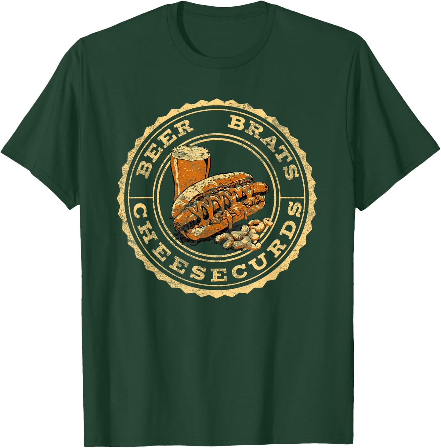 Wisconsin Favorites: Beer, Brats, Cheesecurds T-Shirt - T-Shirt | Forest