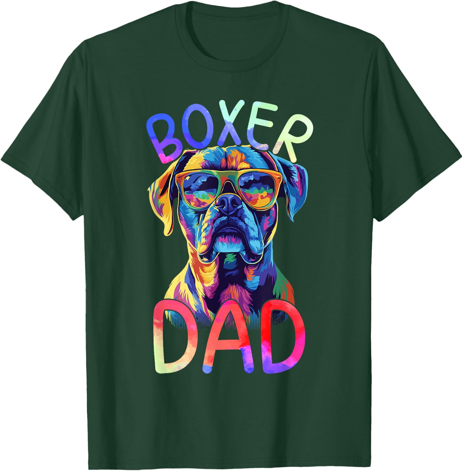 Boxer Dog Lover Colorful Pop Art Boxer Dog Dad T-Shirt - T-Shirt | Forest