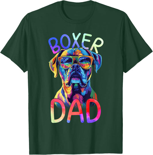 Boxer Dog Lover Colorful Pop Art Boxer Dog Dad T-Shirt - T-Shirt | Forest